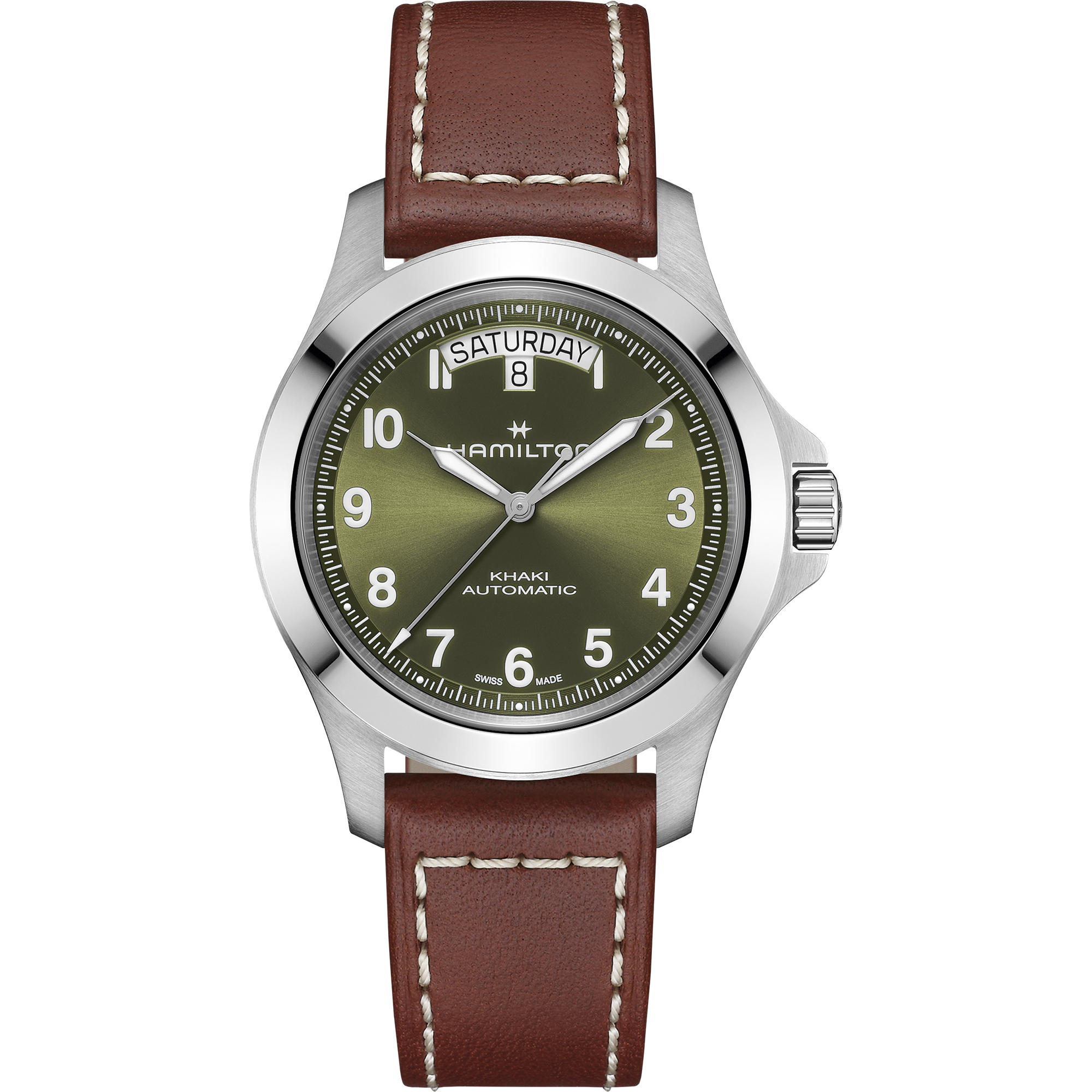 akt様　オーダーペイント　コフィンタンク Khaki Field King Day-Date 40mm – Green on Leather Strap – Trifecta