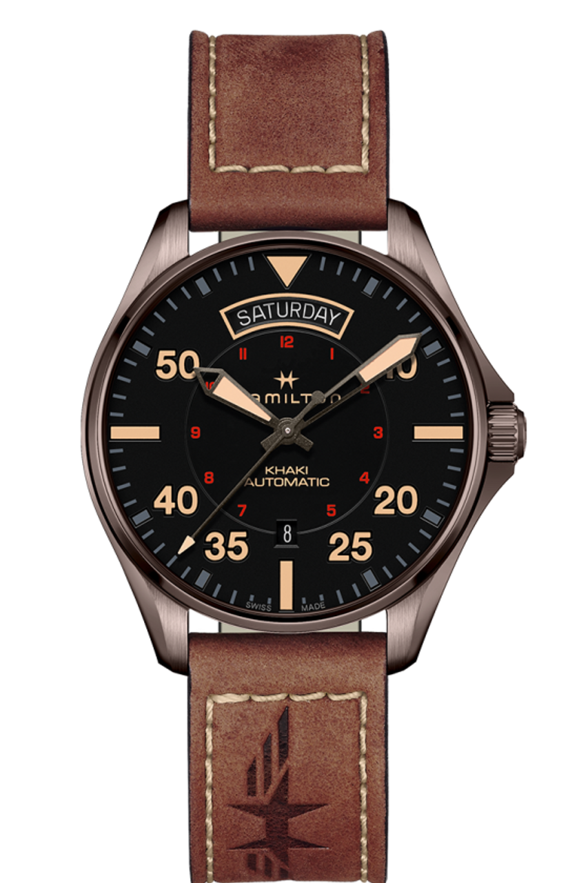 Hamilton khaki sales aviation day date