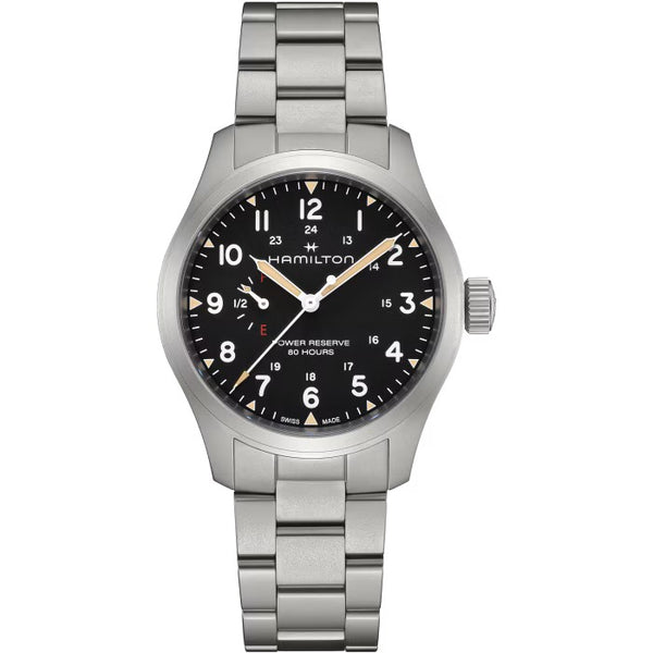 Khaki Field Mechanical Power Reserve 40 mm Black on Bracelet