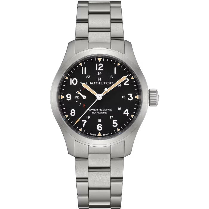Khaki Field Mechanical Power Reserve 40 mm Black on Bracelet