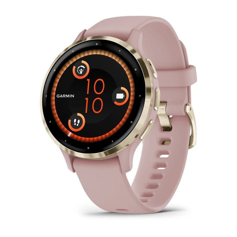 Venu® 3S Soft Gold Stainless Steel Bezel with Dust Rose Case and Silicone Band