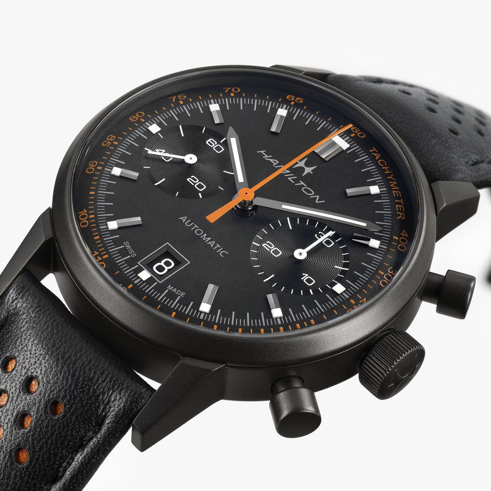 アメリカン クラシック INTRA-MATIC AUTO CHRONO 単色だが単調ではない」。オールブラックのハミルトン