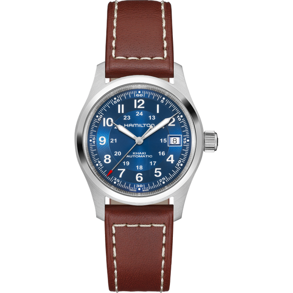 Khaki Field Auto 38 mm Blue on Brown Strap