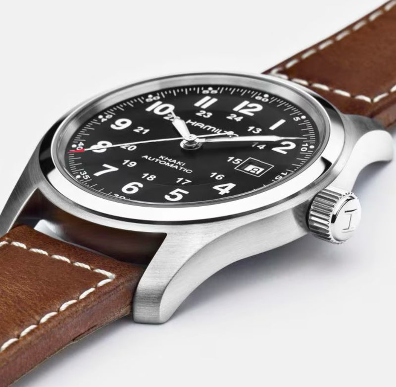Khaki Field Auto 38 mm Black on Brown Strap