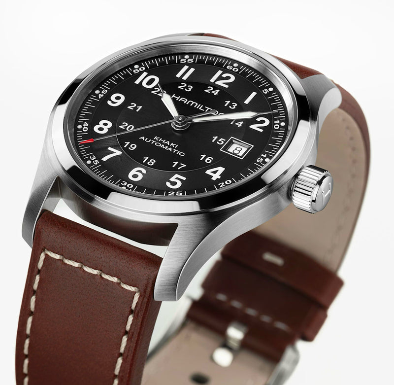 Khaki Field Auto 38 mm Black on Brown Strap
