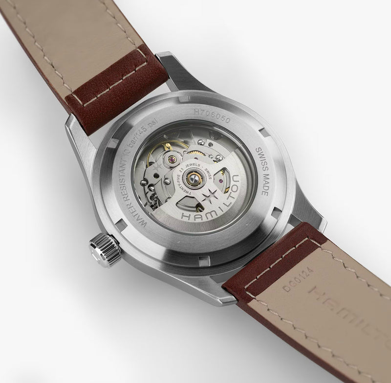 Khaki Field Auto 42 mm Green on Brown Strap