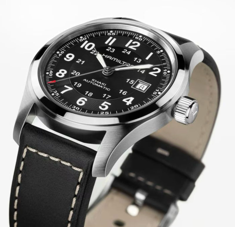 Khaki Field Auto 42 mm Black on Black Strap