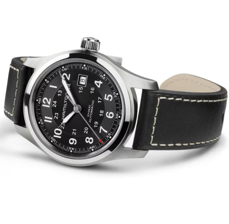 Khaki Field Auto 42 mm Black on Black Strap