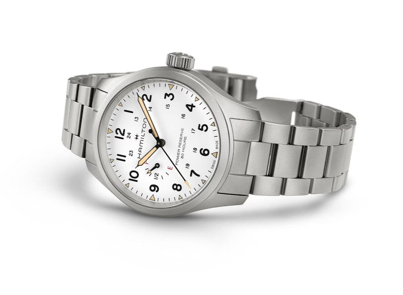 Khaki Field Mechanical Power Reserve 40 mm White on Bracelet