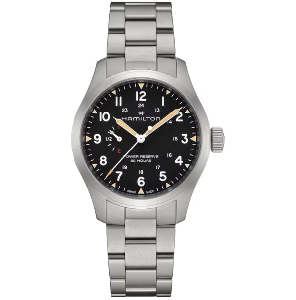 Khaki Field Mechanical Power Reserve 40 mm Black on Bracelet