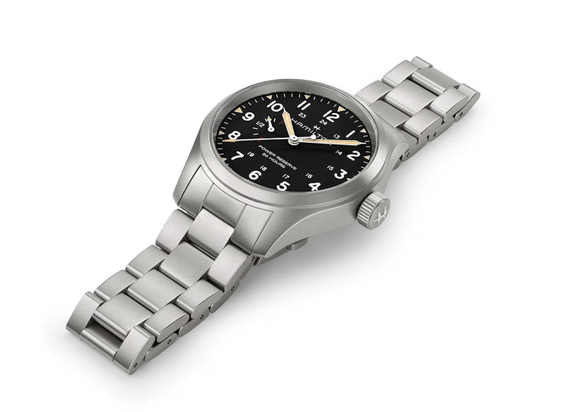 Khaki Field Mechanical Power Reserve 40 mm Black on Bracelet