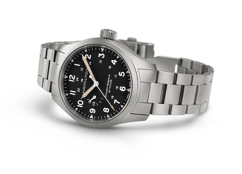 Khaki Field Mechanical Power Reserve 40 mm Black on Bracelet