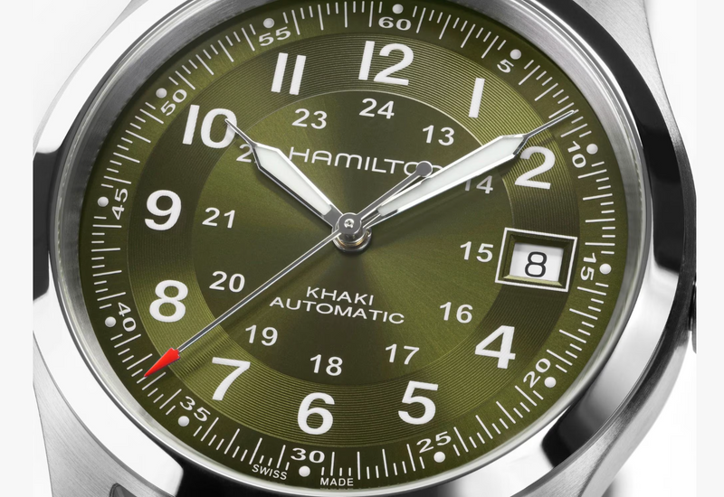 Khaki Field Auto 38 mm Green on Brown Strap