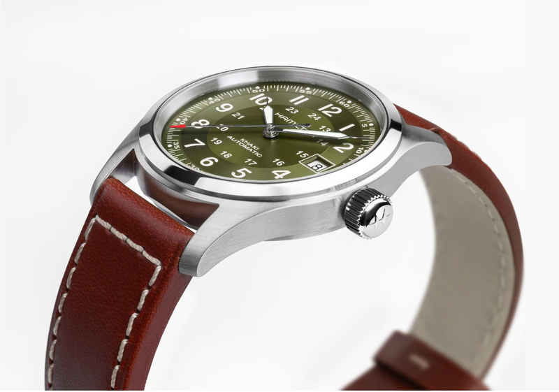 Khaki Field Auto 38 mm Green on Brown Strap