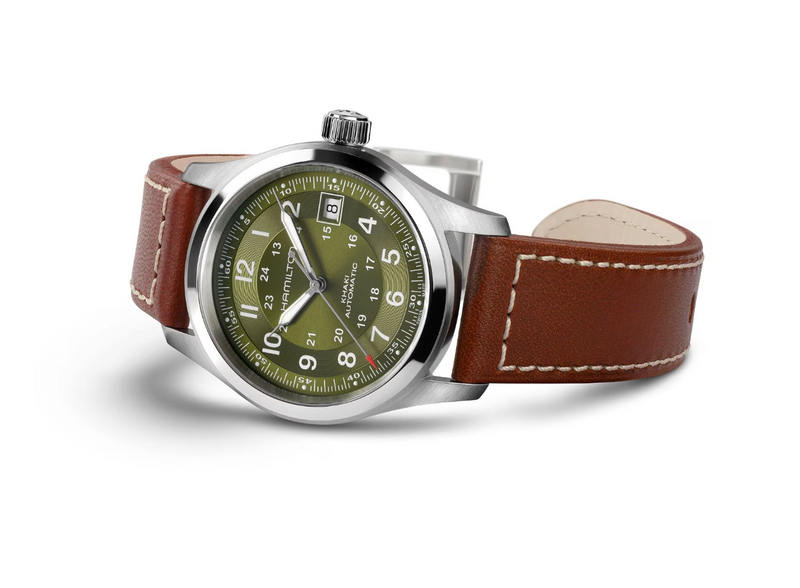 Khaki Field Auto 38 mm Green on Brown Strap