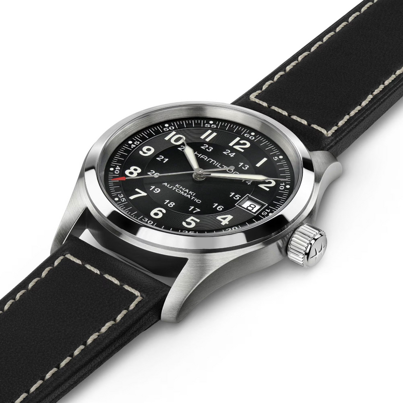 Khaki Field Auto 38 MM Black on Black Strap