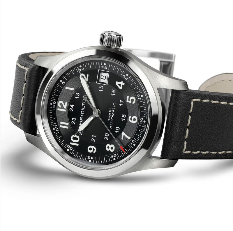 Khaki Field Auto 38 MM Black on Black Strap