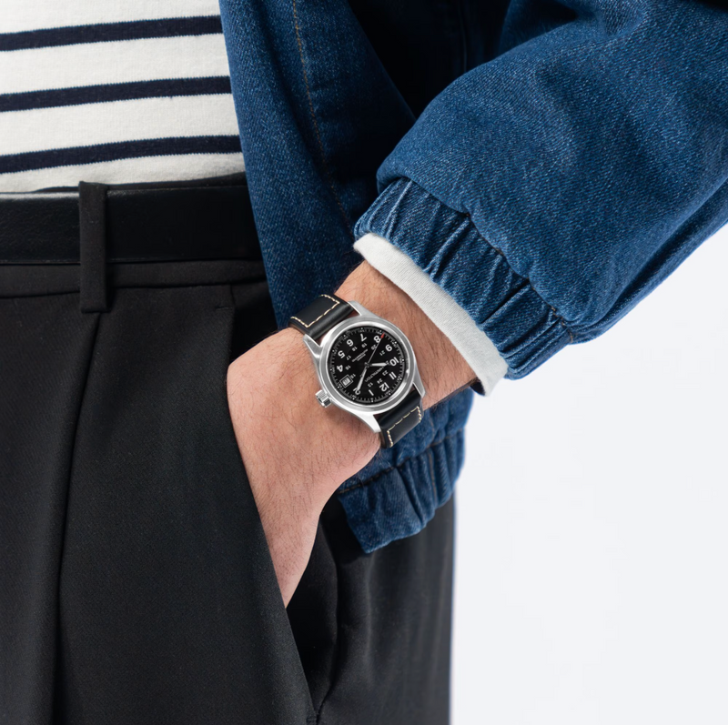 Khaki Field Auto 38 MM Black on Black Strap