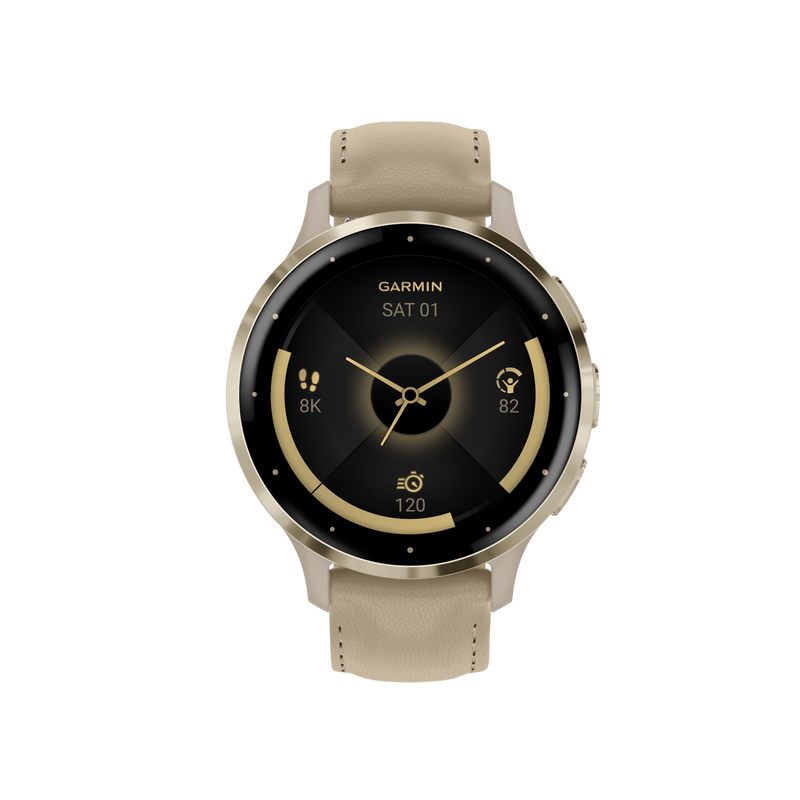 Venu® 3S, Soft Gold Stainless Steel Bezel with French Gray Venu® 3S, Soft Gold Stainless Steel Bezel with French Gray