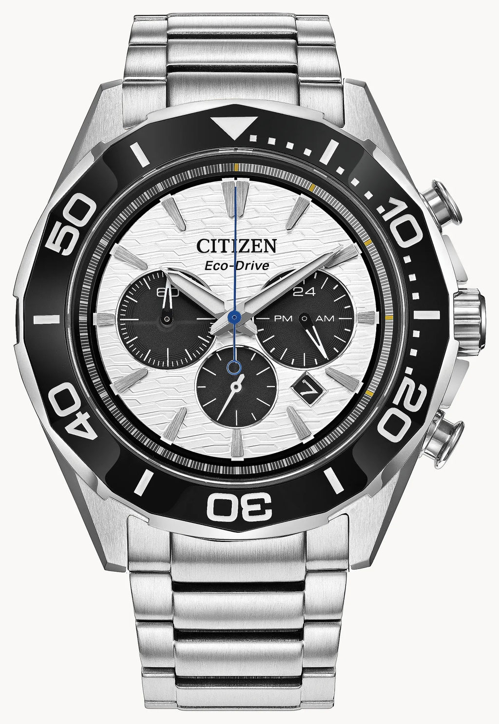 Endeavor Chrono 43 mm – White on Bracelet – Trifecta