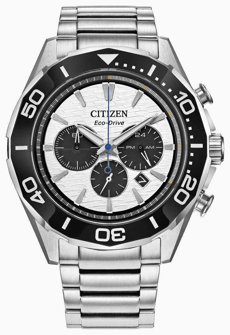 Endeavor Chrono 43 mm – White on Bracelet – Trifecta