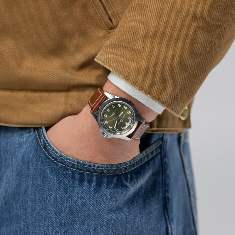 Khaki Field King Day-Date 40mm – Green on Leather Strap – Trifecta