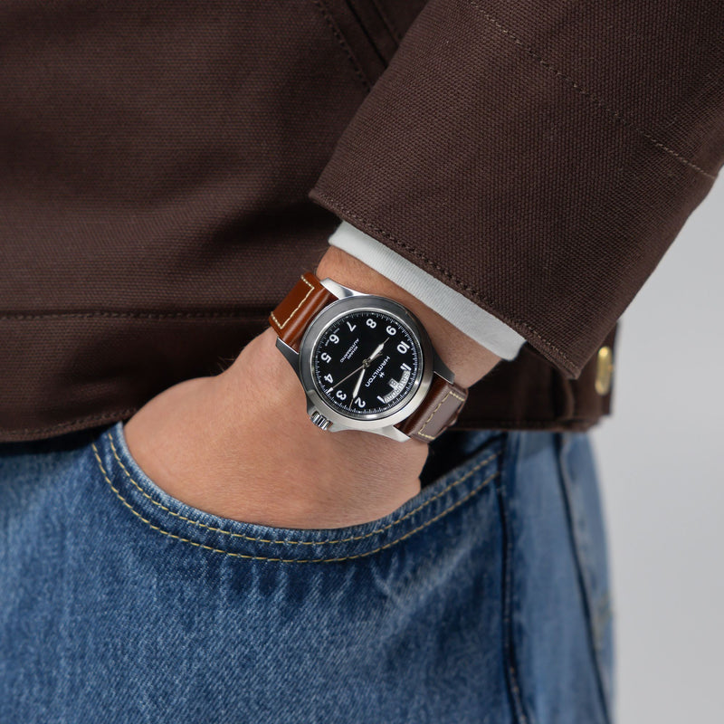 Khaki Field King Day-Date 40mm – Black on Leather Strap * – Trifecta