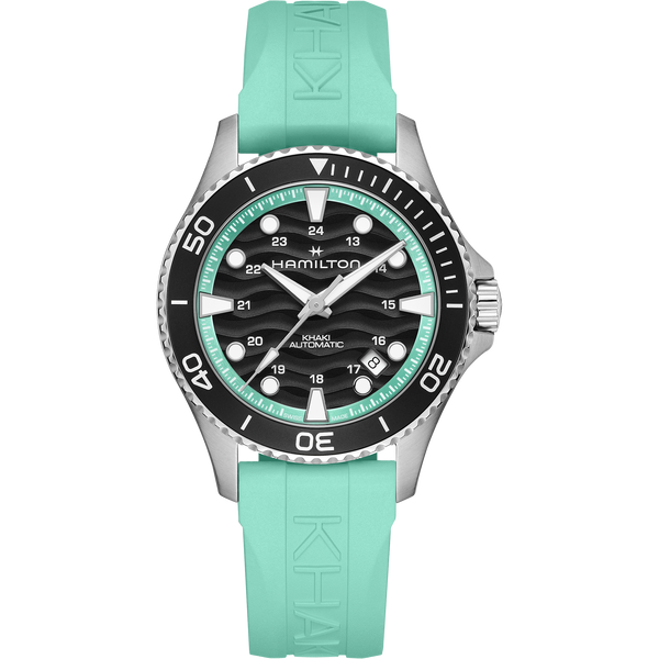 Khaki Navy Scuba Auto 40mm – Black Wave on Rubber Strap
