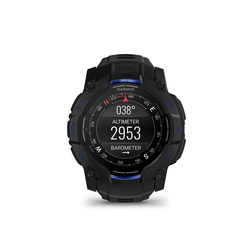 Instinct® 3 – 50 mm, AMOLED, Black with Black/Bolt Blue Band Limited Edition
