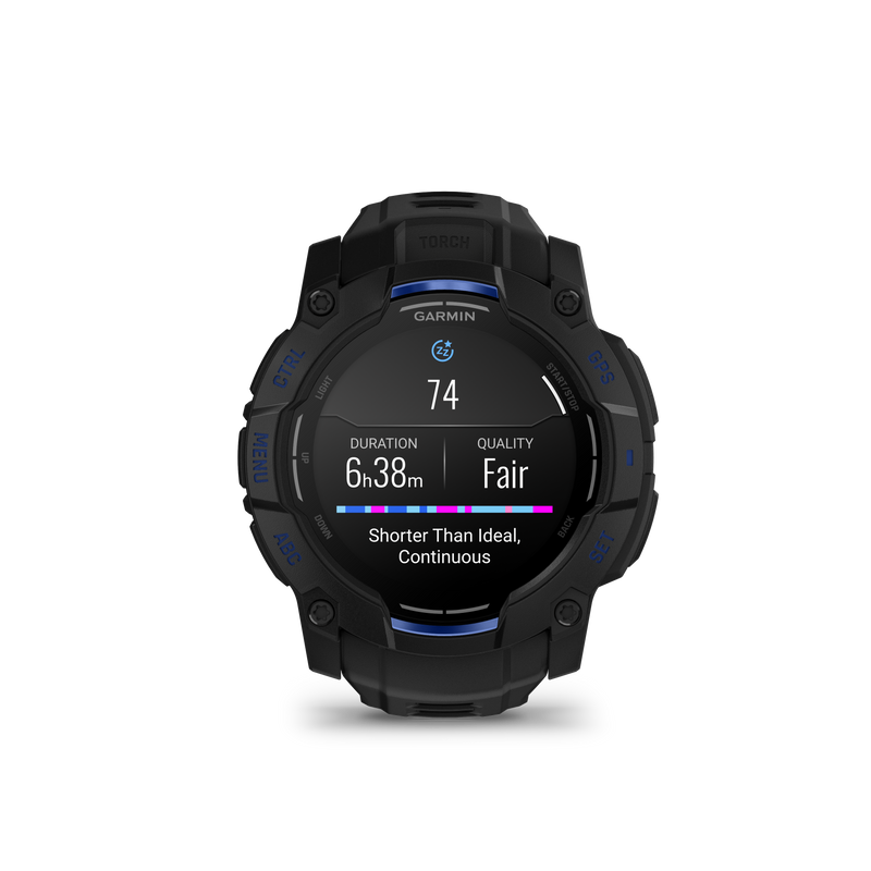 Instinct® 3 – 50 mm, AMOLED, Black with Black/Bolt Blue Band Limited Edition