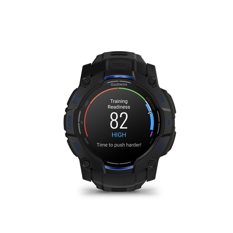 Instinct® 3 – 50 mm, AMOLED, Black with Black/Bolt Blue Band Limited Edition