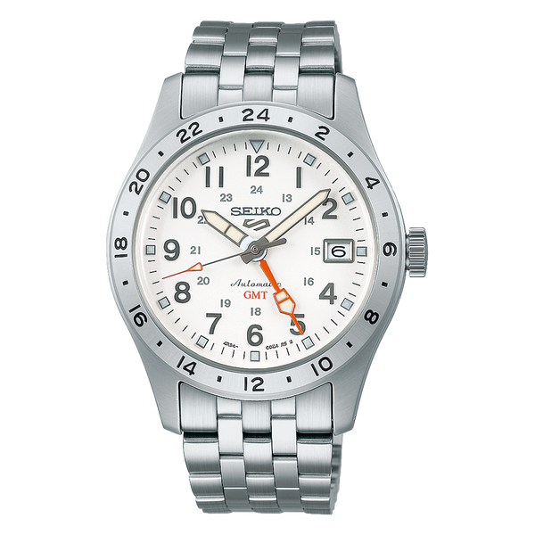 SSK059 5 Sports Field GMT 39.4mm – White on Bracelet