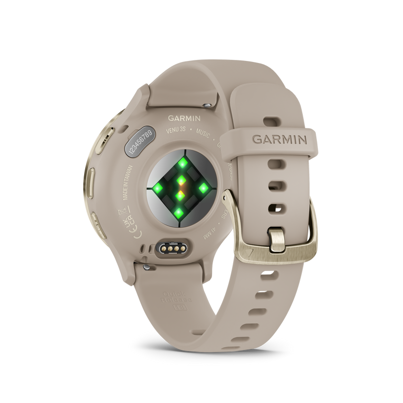 Venu® 3S, Soft Gold Stainless Steel Bezel with French Gray Case and Silicone Band