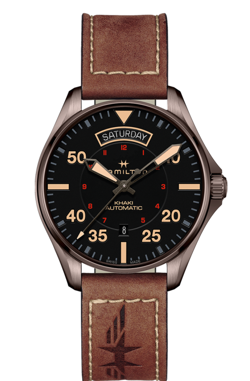 Hamilton khaki pilot sales day date automatic 42