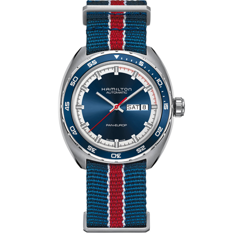 American Classic Pan Europ Day Date Auto - Canvas and Leather Straps Included *