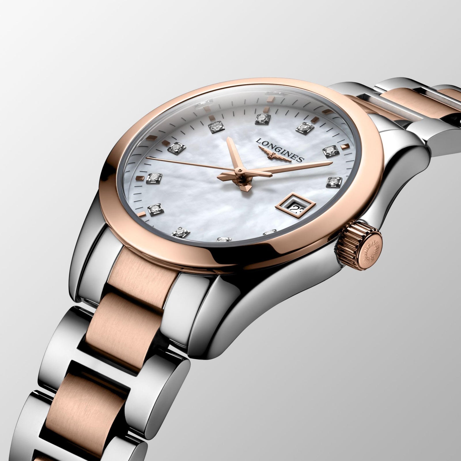 稀少LONGINES(ロンジン)Conquest Classic Diamonds Ladies Watch Longines Conquest Classic Women's Automatic RG SS Diamond